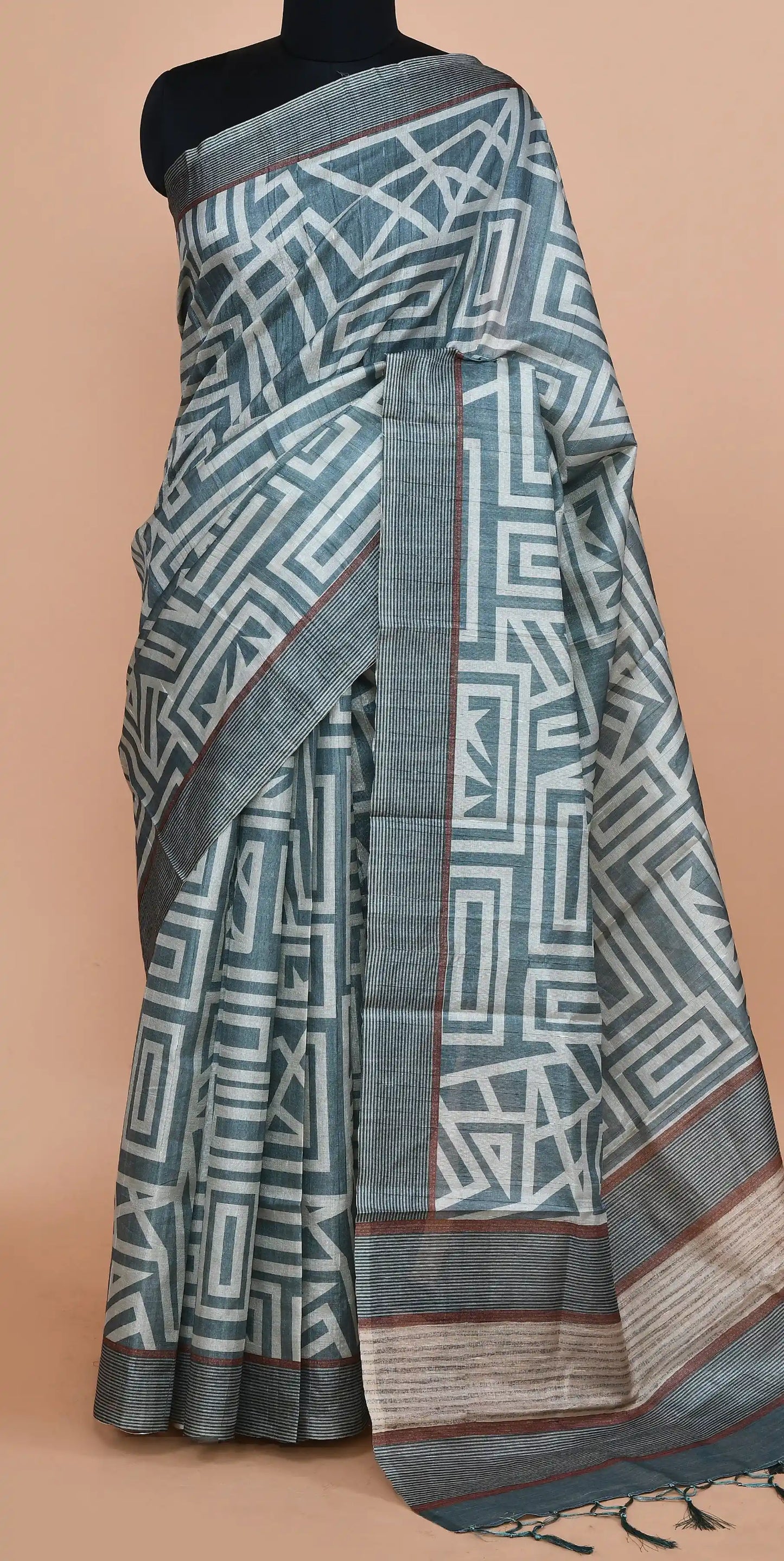 Ojasvi Slate Blue-Grey Saree featured