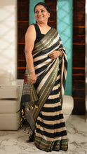 Load image into Gallery viewer, Patola Pallu Saree with Black Stripes Saree