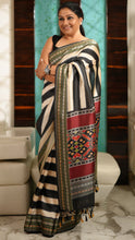 Load image into Gallery viewer, Patola Pallu Saree with Black Stripes Saree