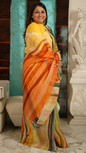 Load image into Gallery viewer, Organza Saree with Multi-coloured stripes Saree