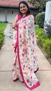 Floral Printed Organza Saree Saree