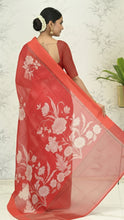 Load image into Gallery viewer, Megha Rose Radiance Tussar Silk Saree Crimson red Saree featured