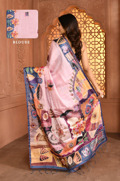 Ruhi Abstract Tussar Silk Saree Mauve featured
