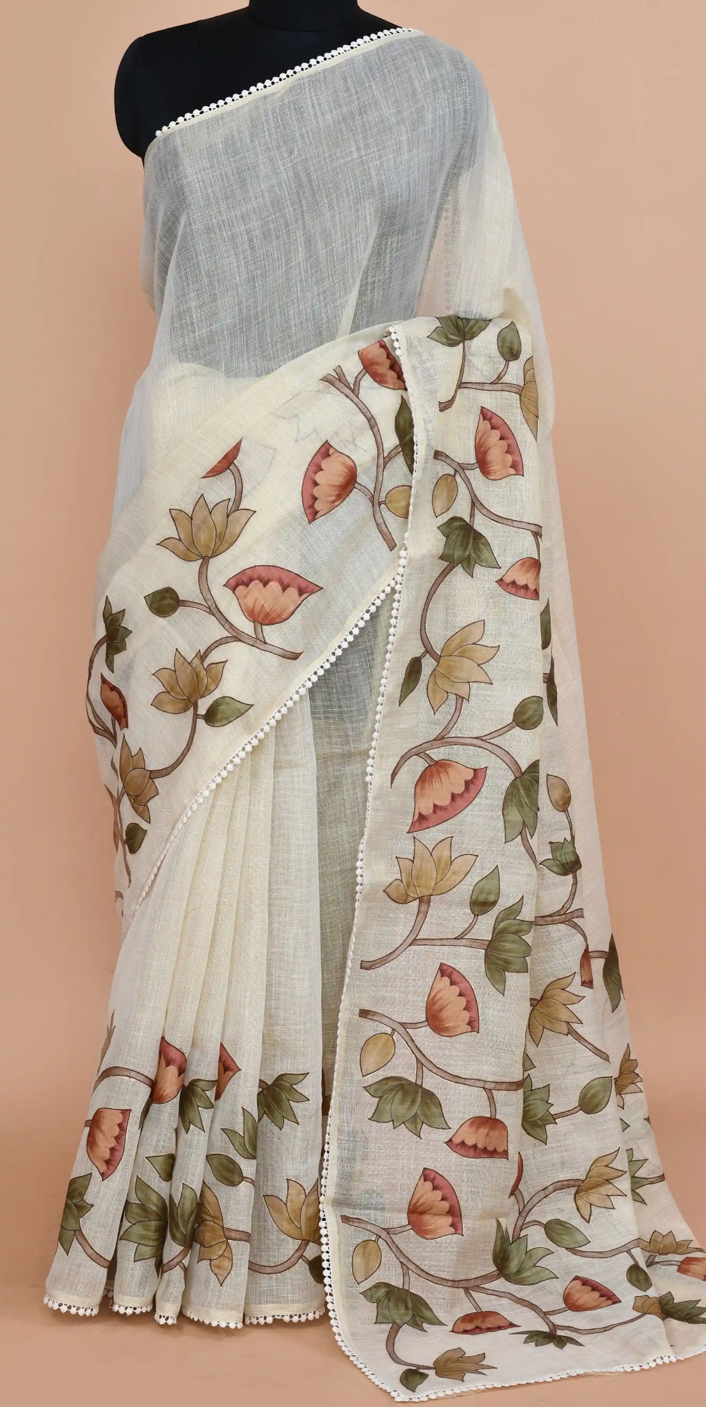 Tirzah Sage Green & Terracotta Saree featured