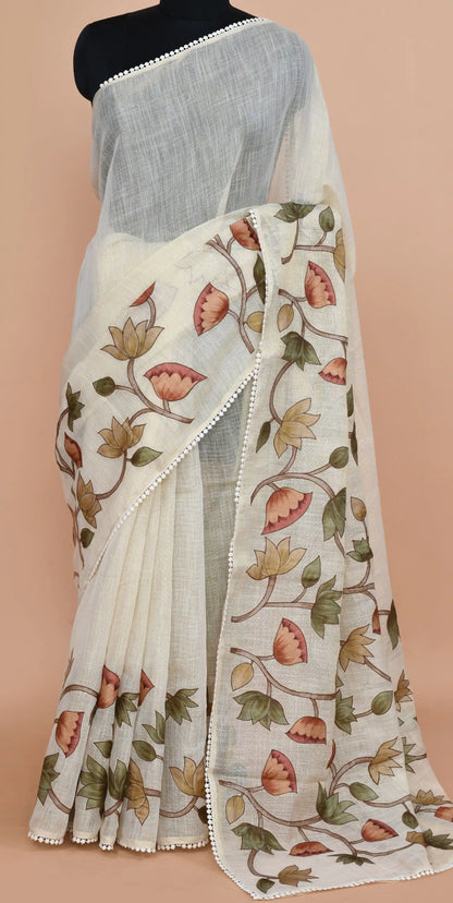 Tirzah Sage Green & Terracotta Saree featured