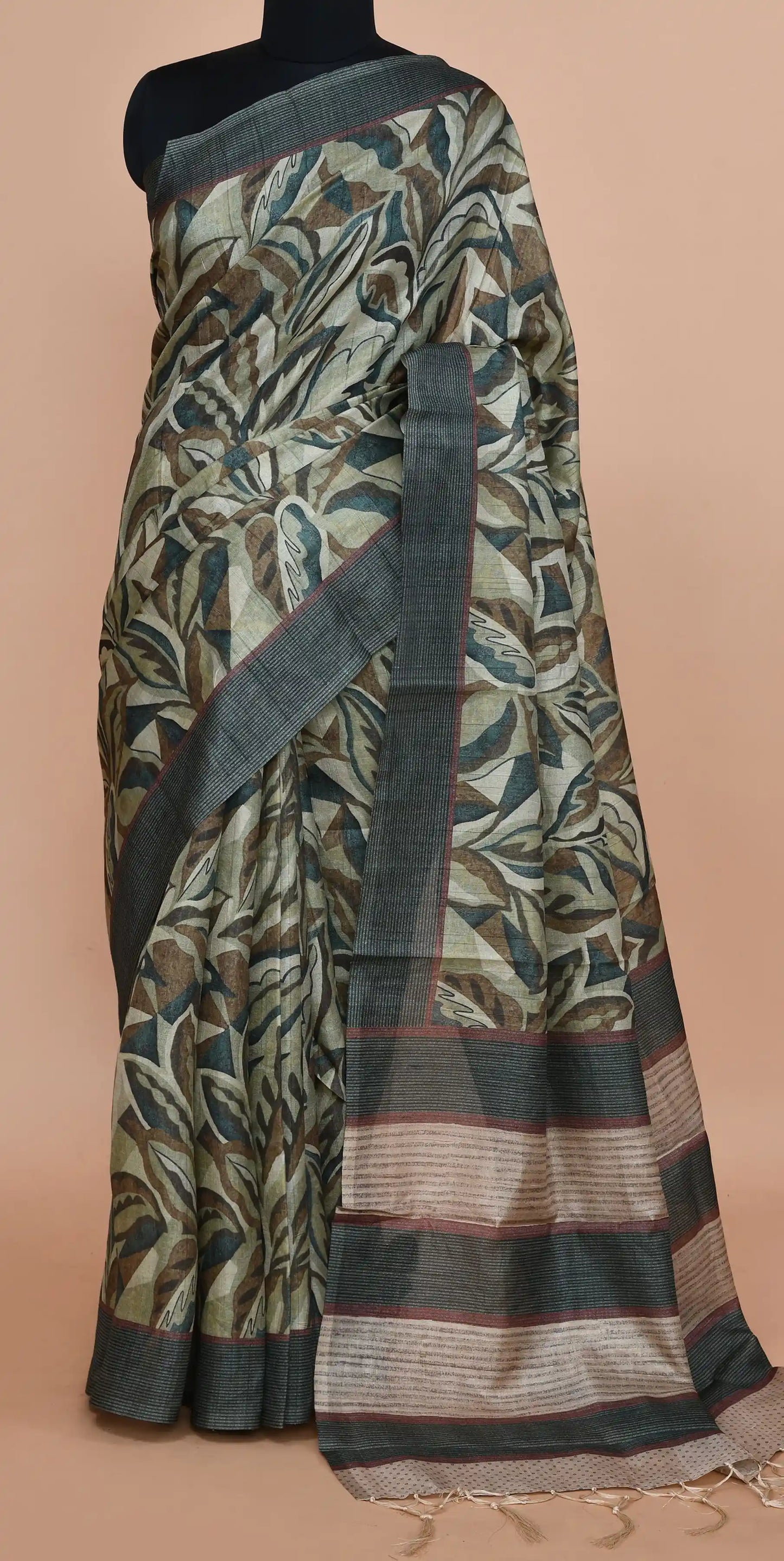 Lavanya Forest Green Saree featured
