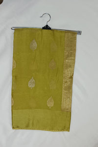 Green Saree With Golden Zari Work Saree