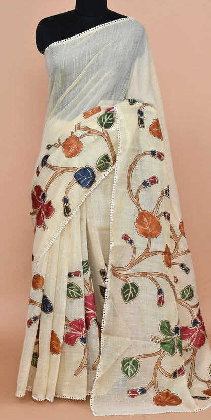 Nysa Rust & Coral Red Saree featured