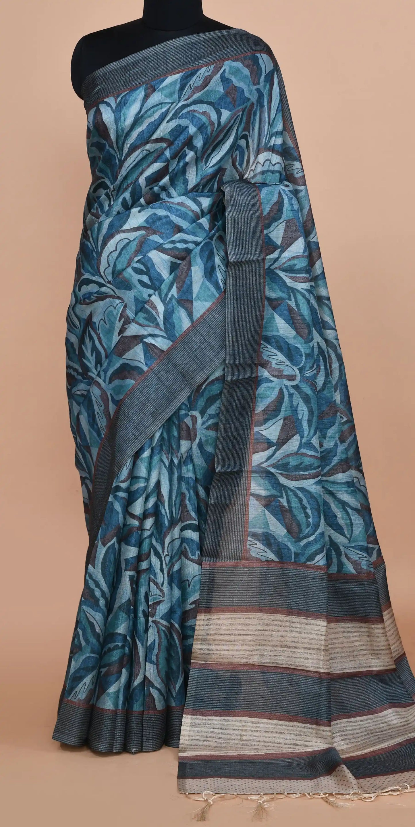 Lavanya Peacock Blue Saree featured