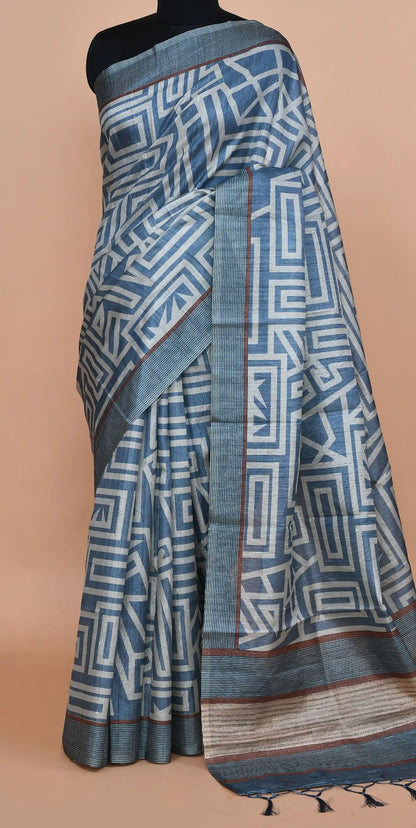 Ojasvi Steel Blue Saree featured