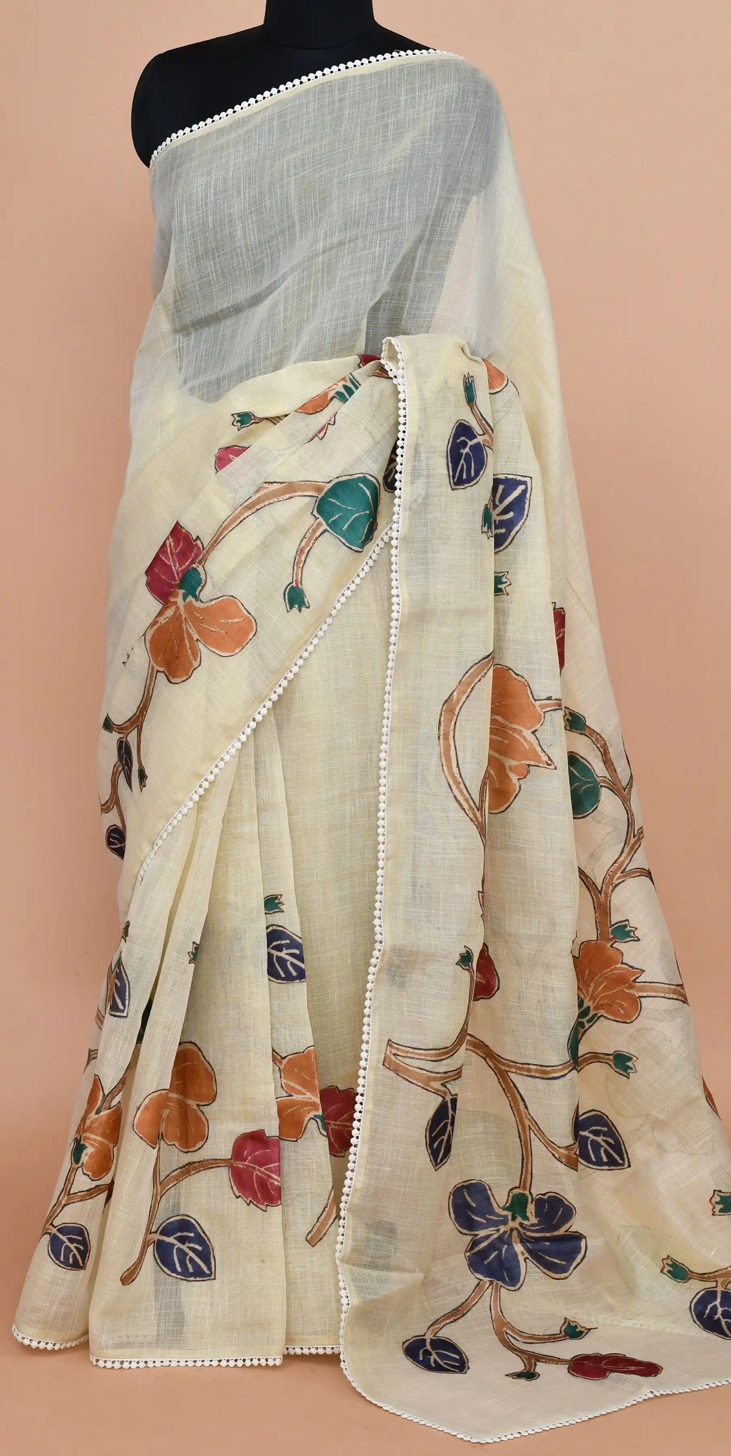 Nysa Burnt Orange & Cobalt  Saree featured