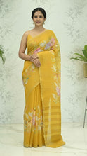 Load image into Gallery viewer, Indira Lenin Kora Saree Pastel Yellow featured