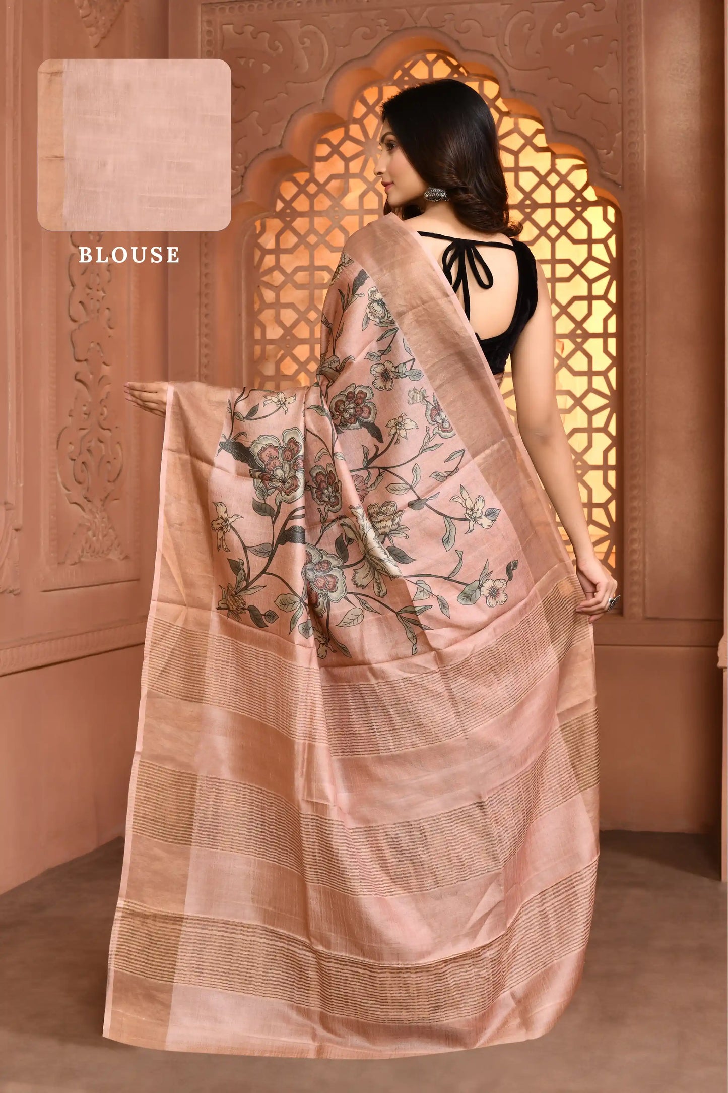 Aria Grace Saree Dusty Rose Pink featured