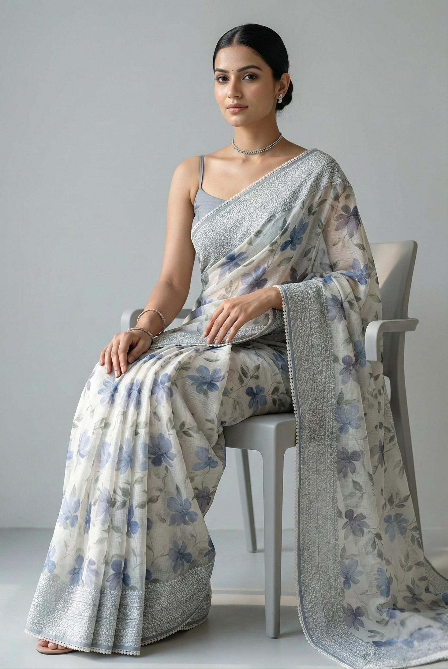 Aranya Grace Kota Doriya Saree Blue Saree featured