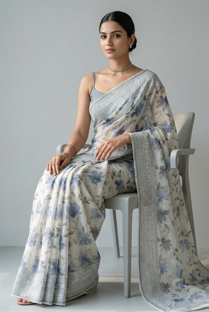 Aranya Grace Kota Doriya Saree Blue Saree featured