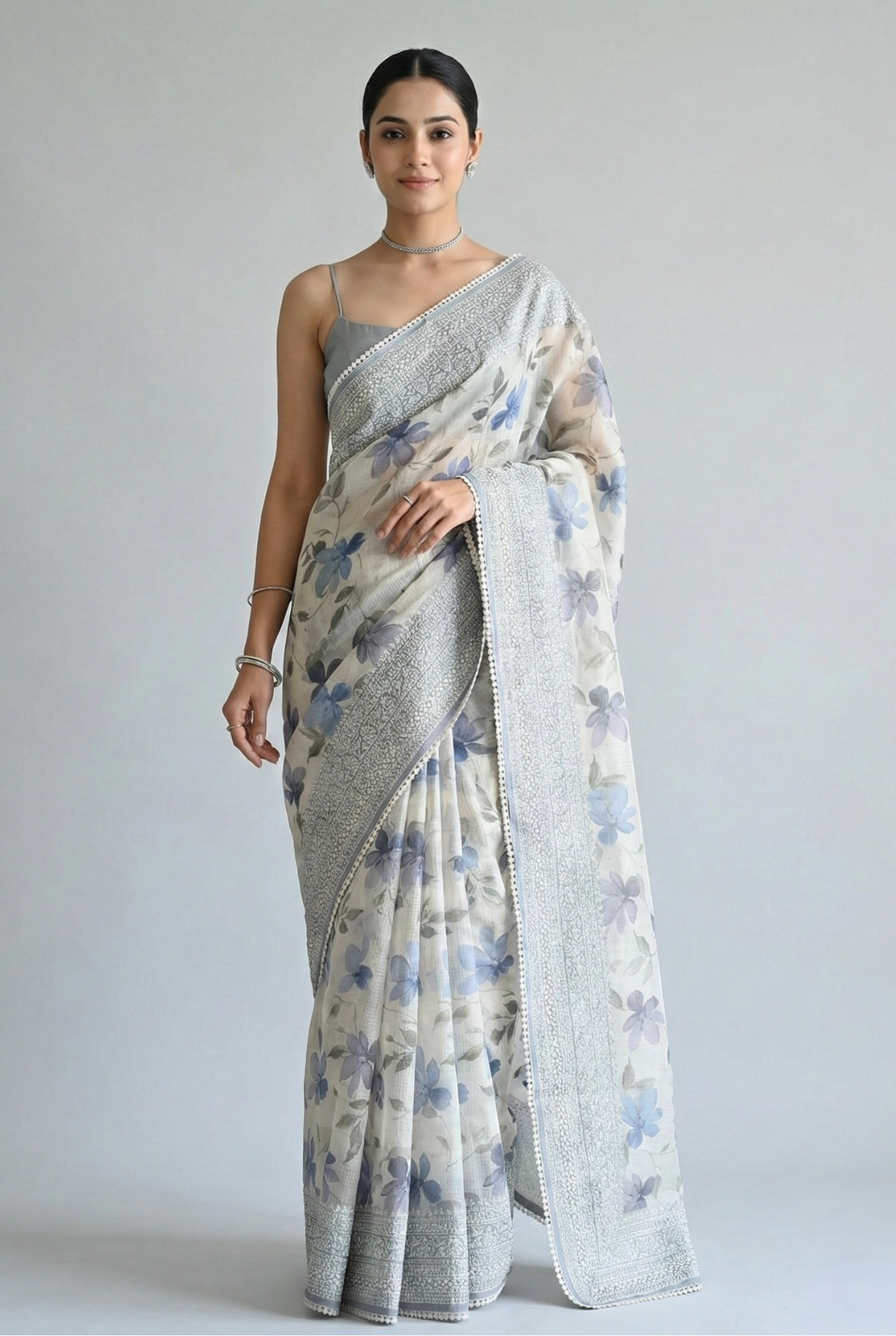 Aranya Grace Kota Doriya Saree Blue Saree featured