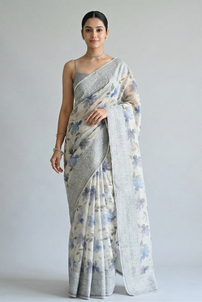 Aranya Grace Kota Doriya Saree Blue Saree featured