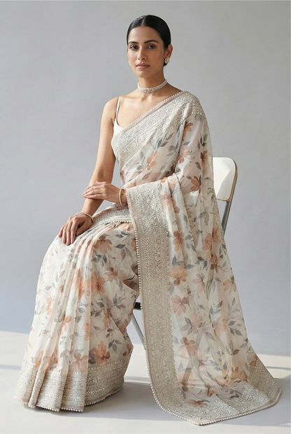 Aranya Grace Kota Doriya Saree Brown Saree featured