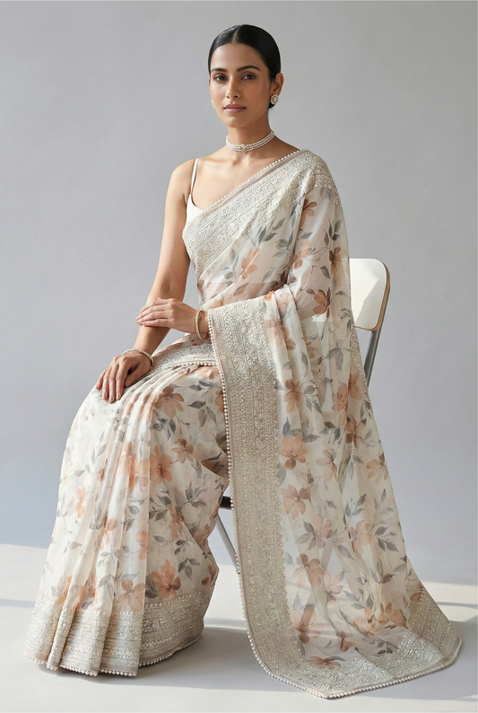 Aranya Grace Kota Doriya Saree Brown Saree featured