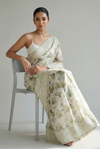 Aranya Grace Kota Doriya Saree Green Saree featured