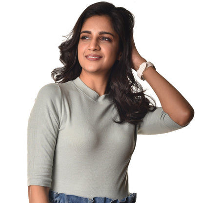 Hosiery Blouses - Elbow Sleeves - Mint Green - Blouse featured