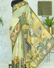 Load image into Gallery viewer, Ruhi Abstract Tussar Silk Saree Light Lime Green featured