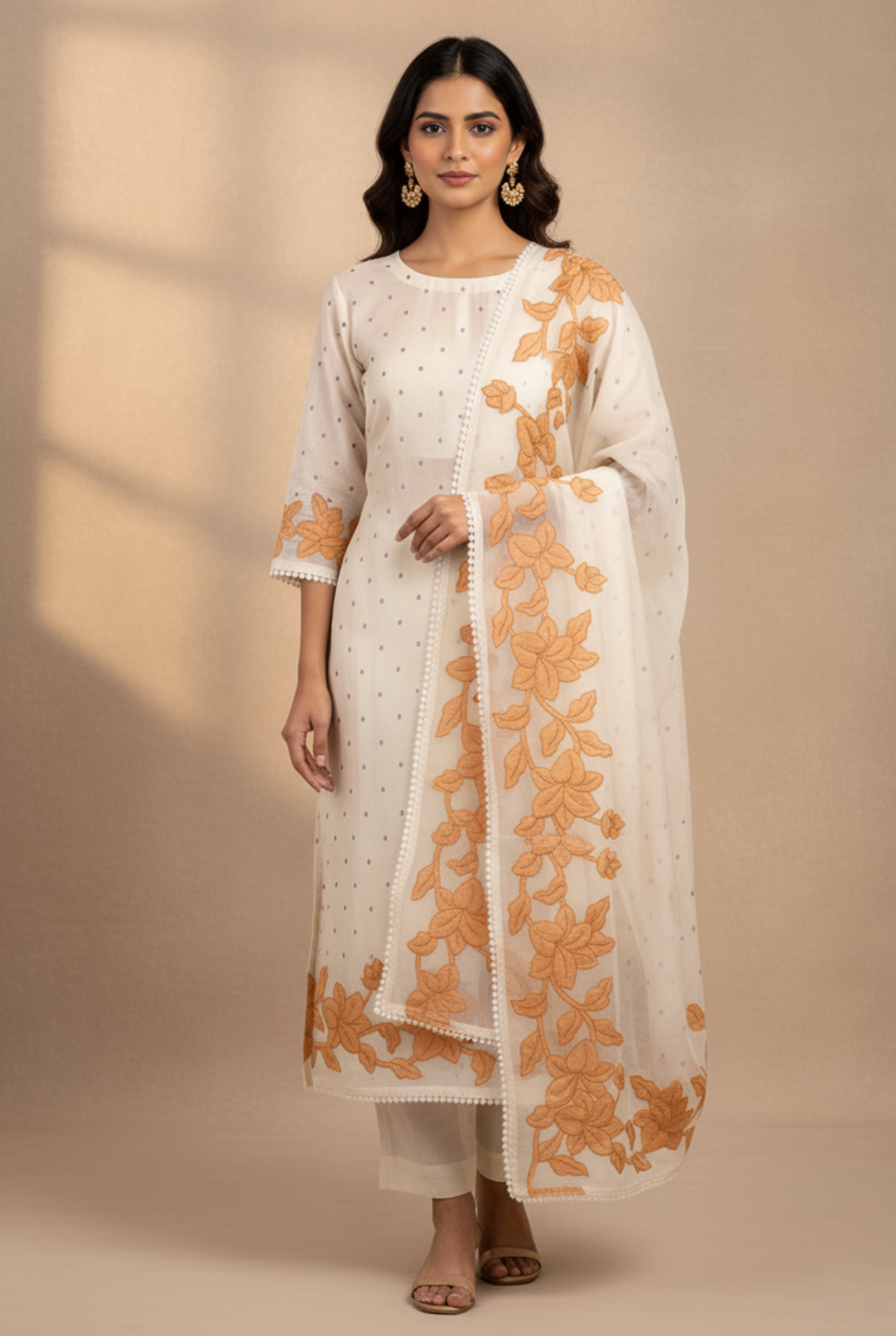 Blossom Mal Chanderi Kurti Material Mustard featured