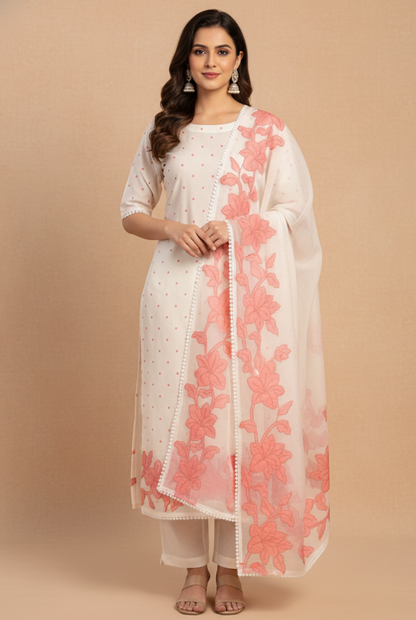 Blossom Mal Chanderi Kurti Material Pink featured