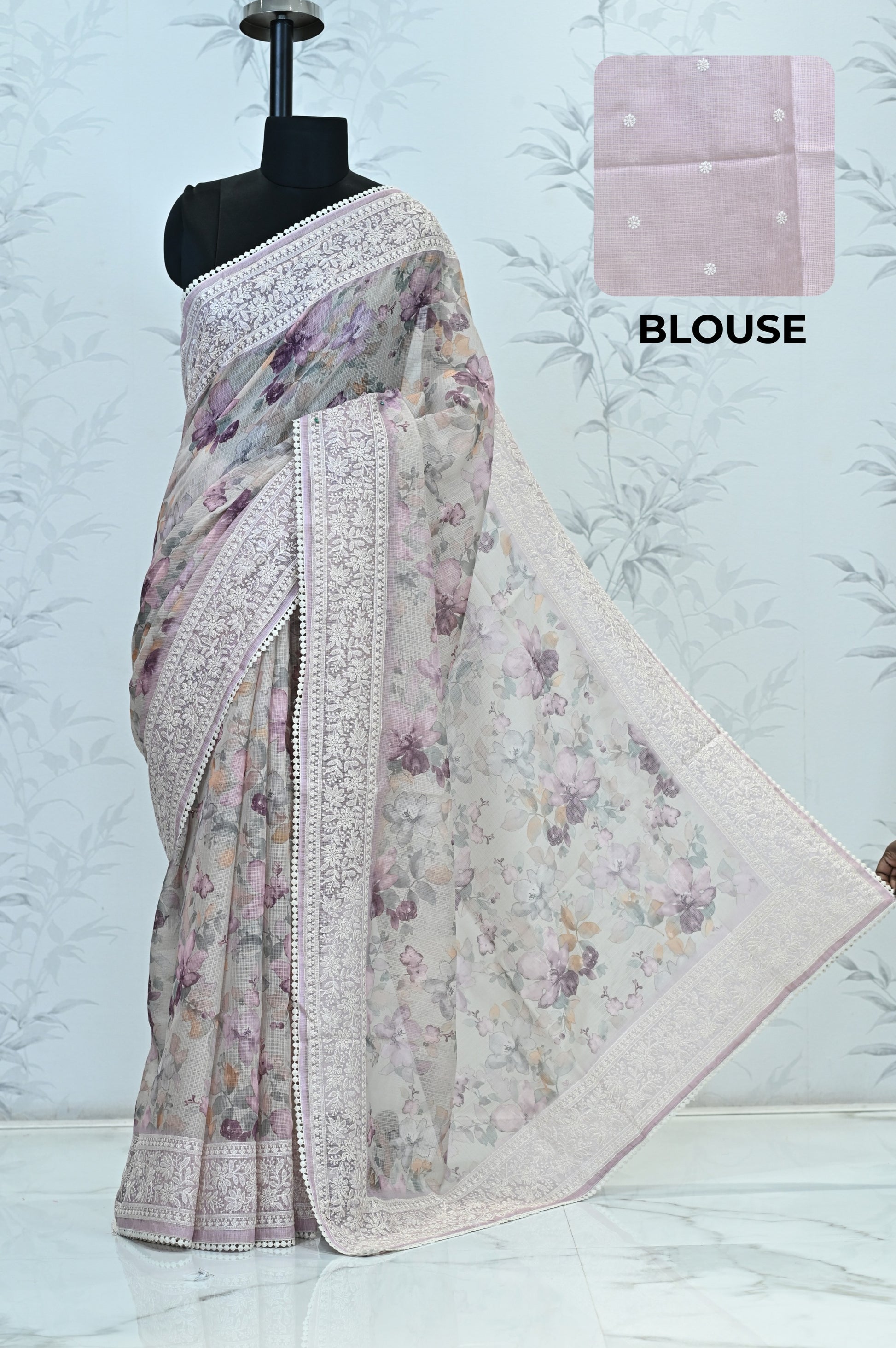 Nayara Kota Doriya Garden Saree Purple Saree featured