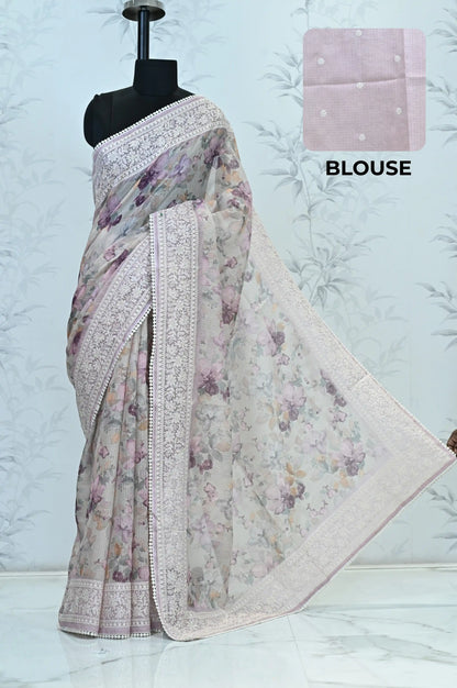 Nayara Kota Doriya Garden Saree Purple Saree featured