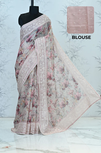 Nayara Kota Doriya Garden Saree Pink Saree featured
