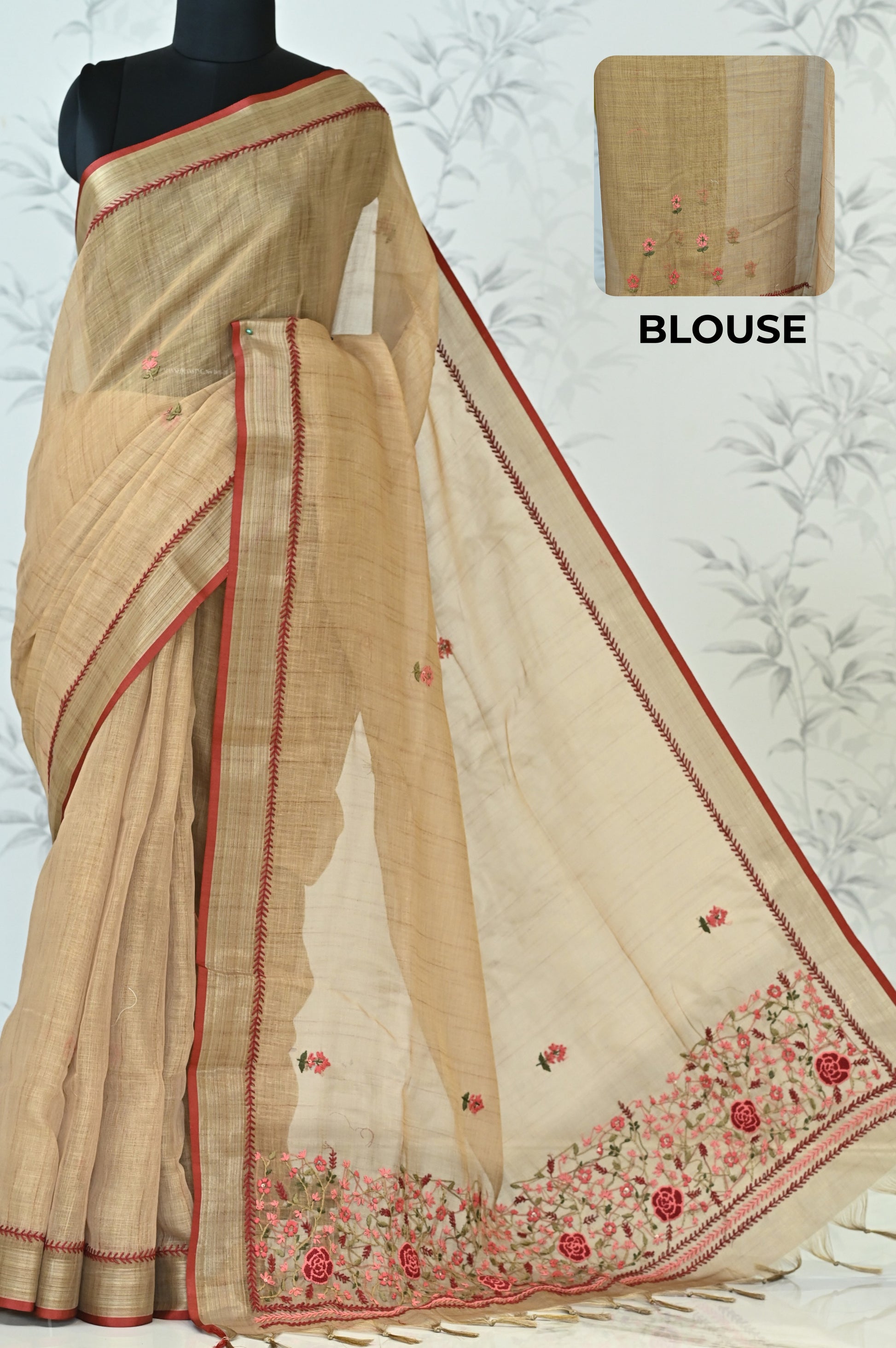 Triveni Linen Tissue saree Golden Saree featured