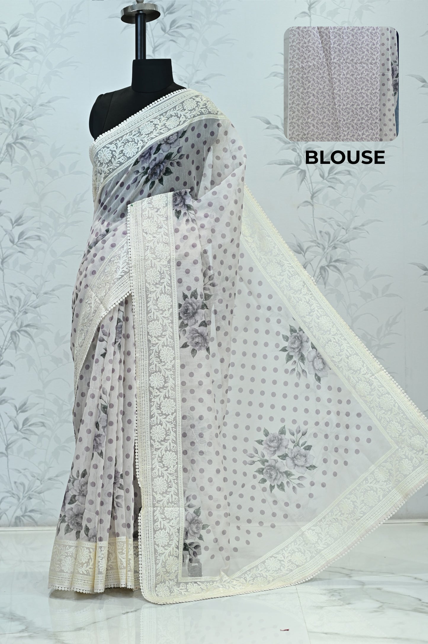 Maya Pure Super Net Saree Purple Saree featured