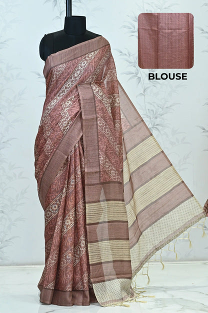 Vanika Veil Semi Tussar Saree Red featured