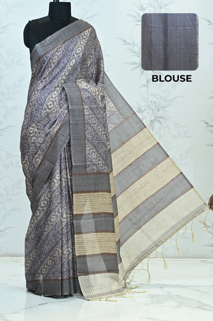 Vanika Veil Semi Tussar Saree Purple featured