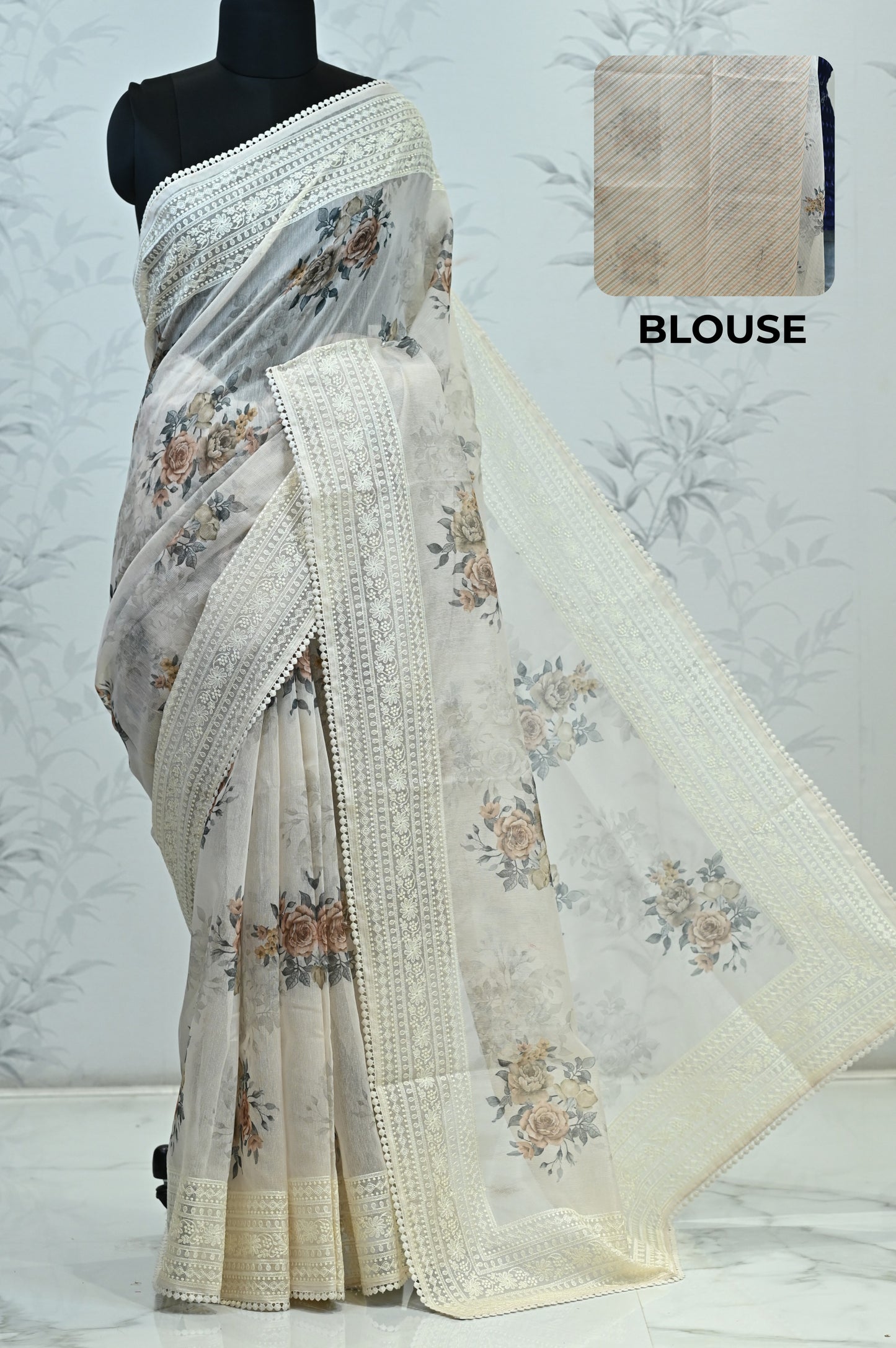 Eshani Pure Super Net Saree Brown featured