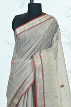 Load image into Gallery viewer, Triveni Linen Tissue saree Sage Green Saree featured