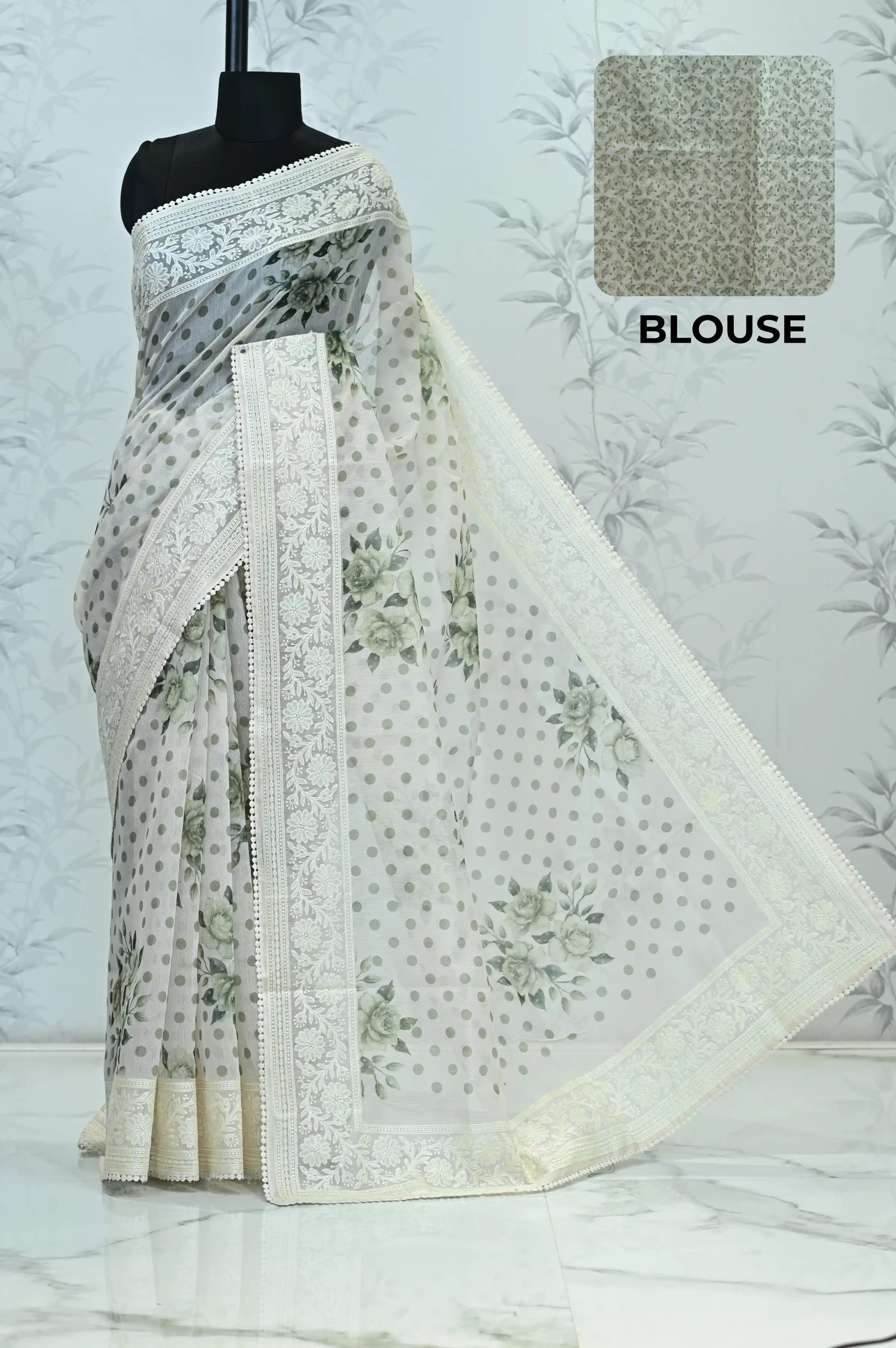Maya Pure Super Net Saree Green Saree featured