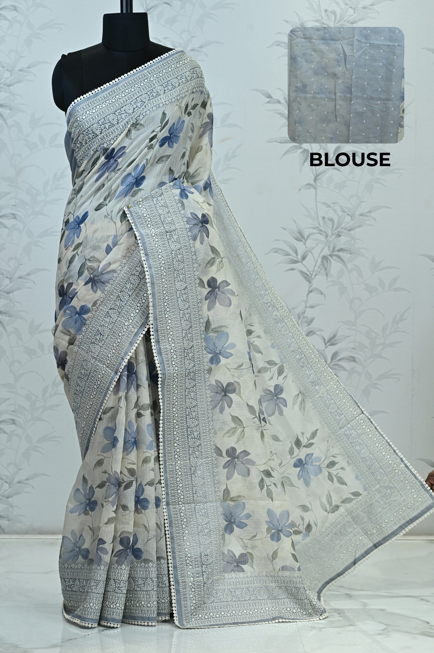 Aranya Grace Kota Doriya Saree Blue Saree featured
