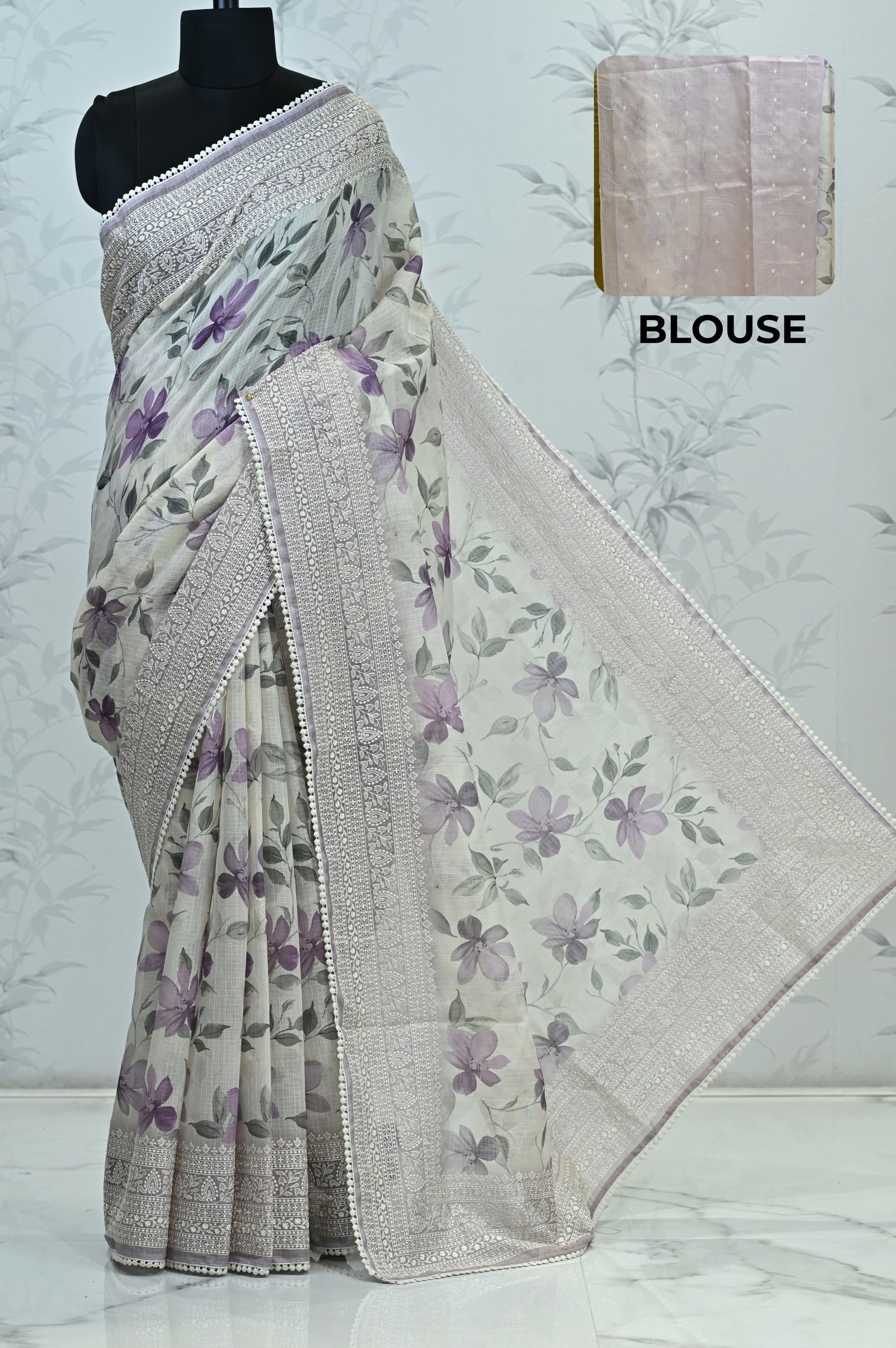 Aranya Grace Kota Doriya Saree Purple Saree featured