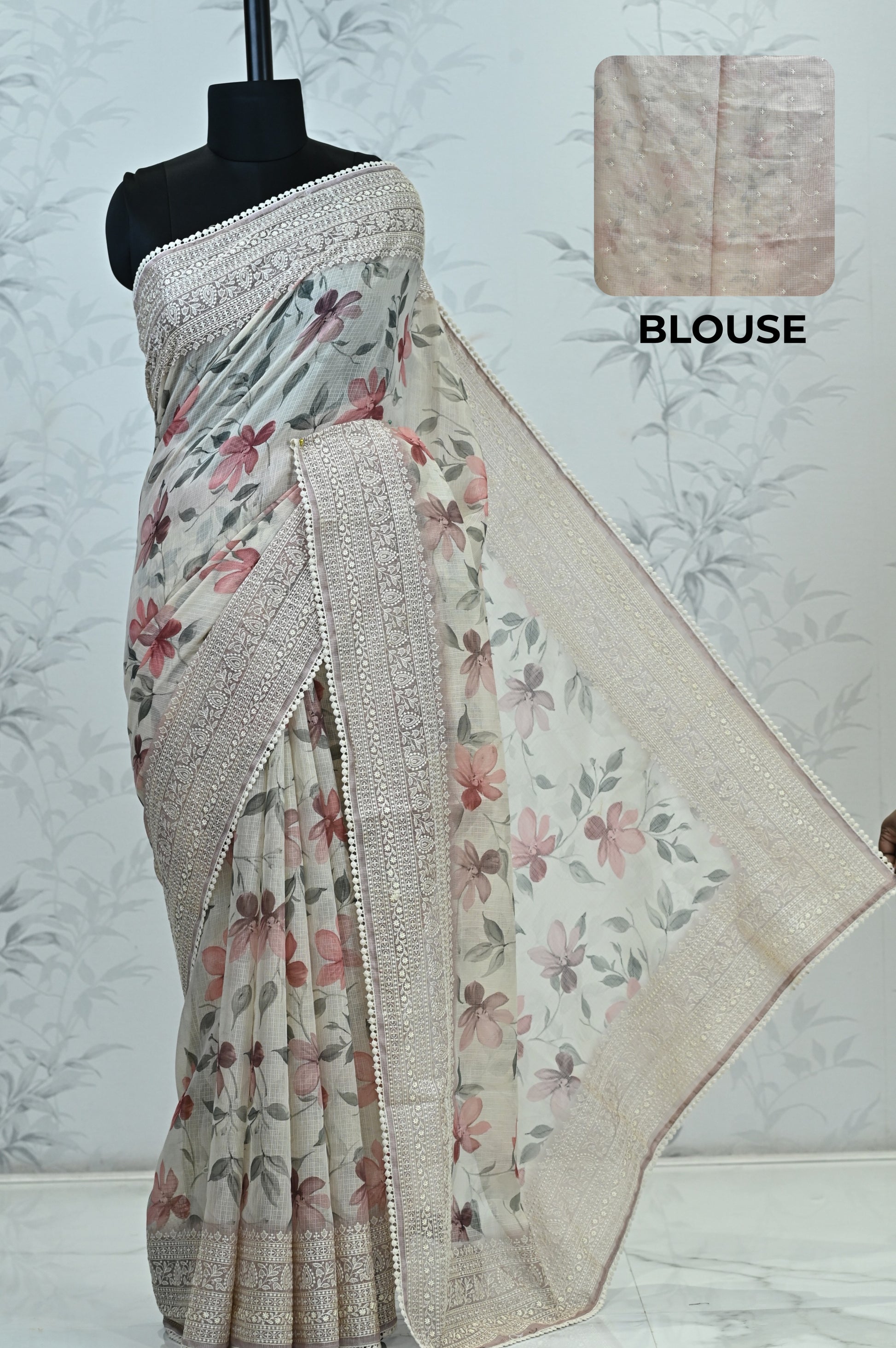 Aranya Grace Kota Doriya Saree Pink Saree featured