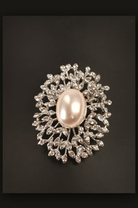 Oval Pearl Floral Stone Studded Brooch Brooch