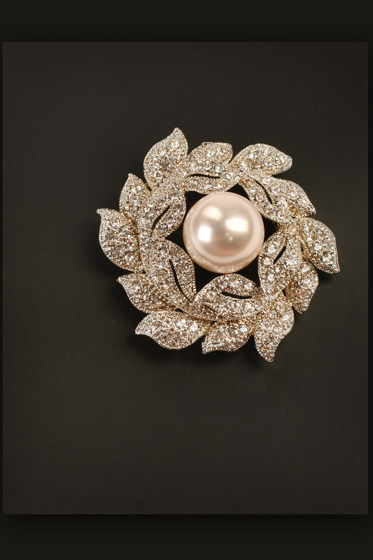 Floral Stone Studded Brooch Brooch