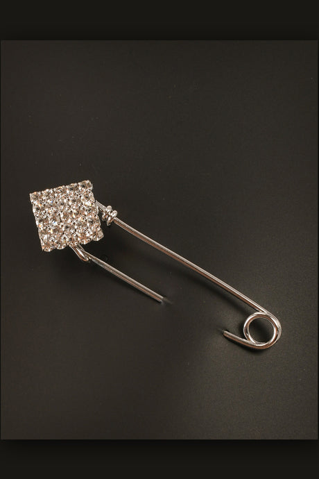 Pin with Stone Studded Square Brooch Brooch