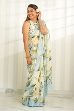 Load image into Gallery viewer, Windy Blue Chiffon Silk Saree Saree