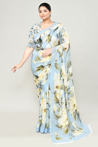 Windy Blue Chiffon Silk Saree Saree