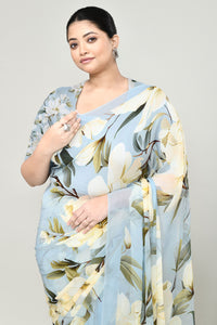 Windy Blue Chiffon Silk Saree Saree