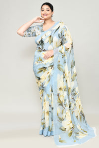 Windy Blue Chiffon Silk Saree Saree