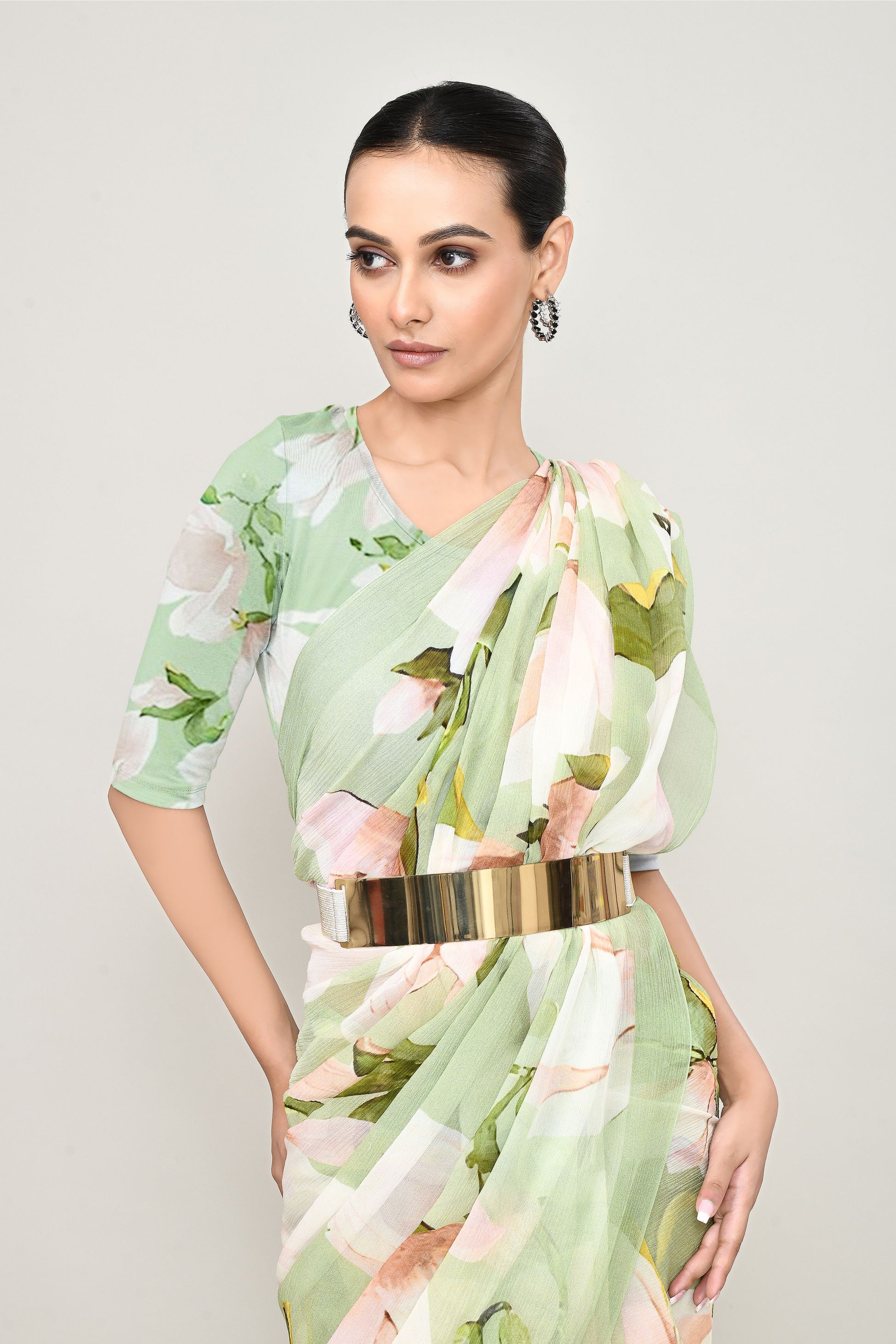 Lettuce Green Chiffon Silk Saree Saree