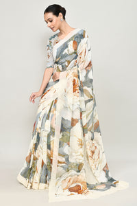 Vintage Rose Chiffon Silk Saree. Saree